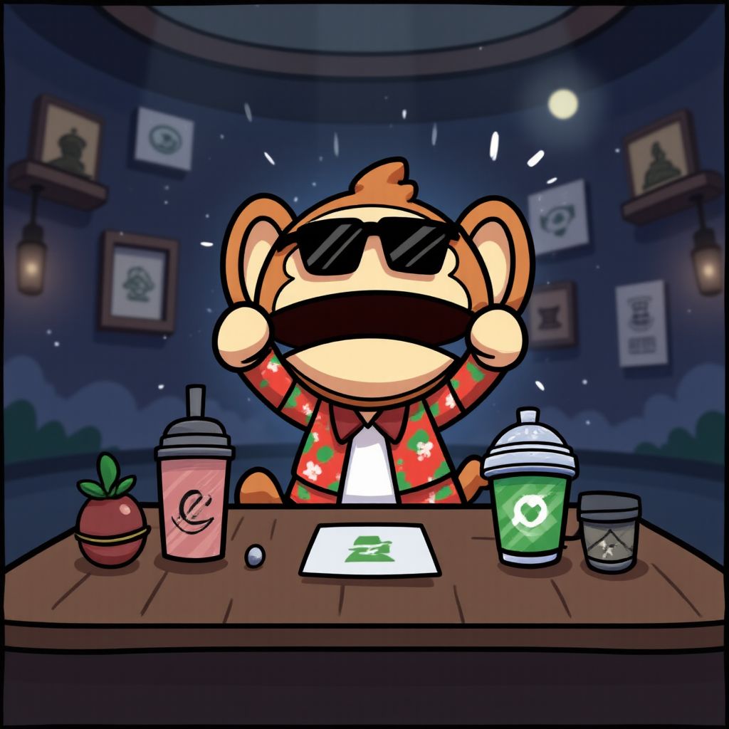 Artist ape painting UI designs with code in the background