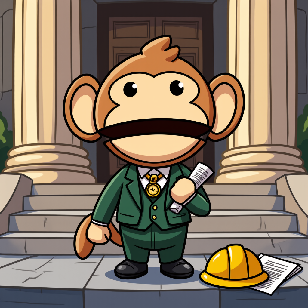 Chibi ape in three-piece suit representing the Great Rotation into old economy stocks