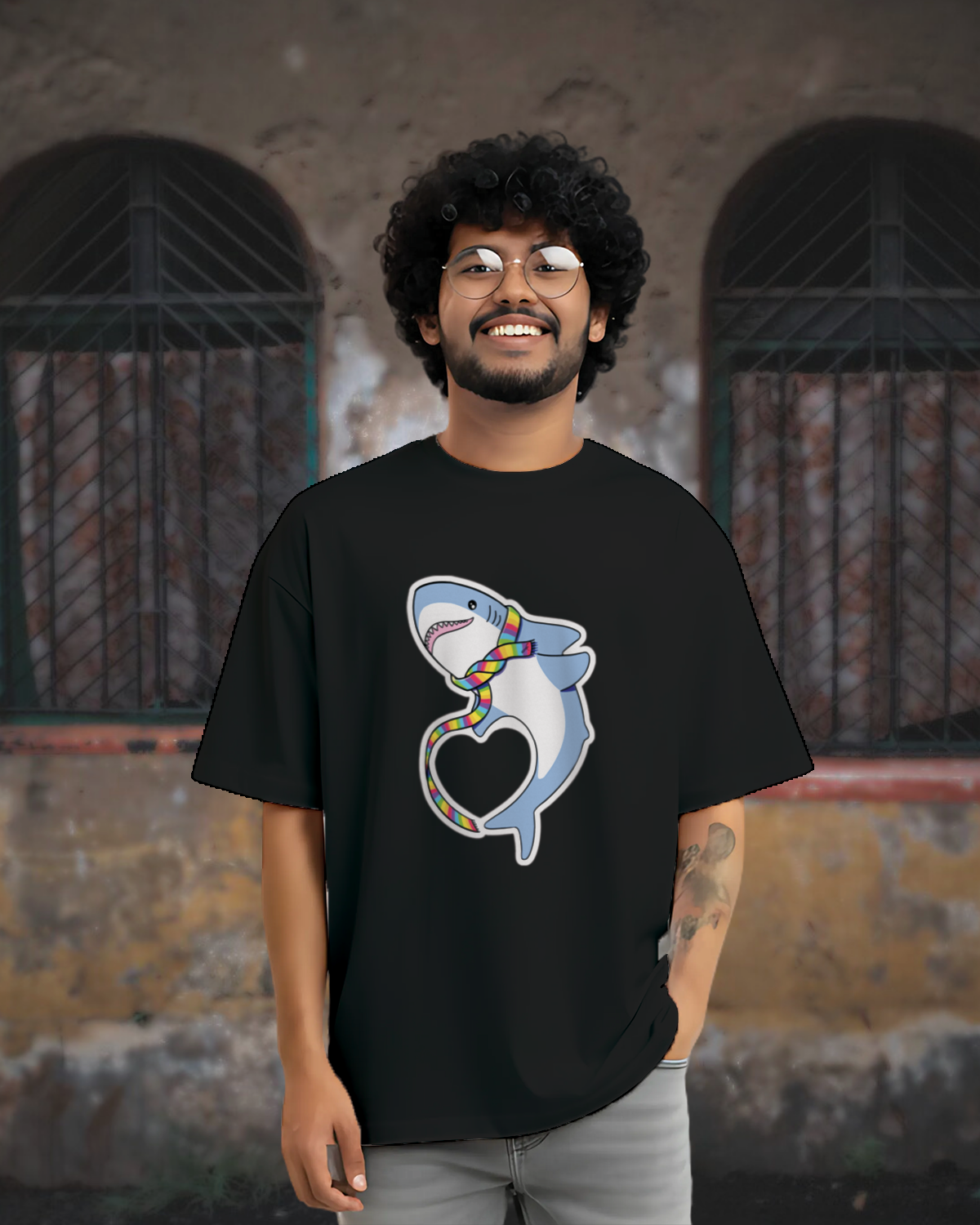 Shark-Pride “Love Is Love” Oversized T-Shirt – 100% Bio-Washed Cotton, Unisex Fit 1
