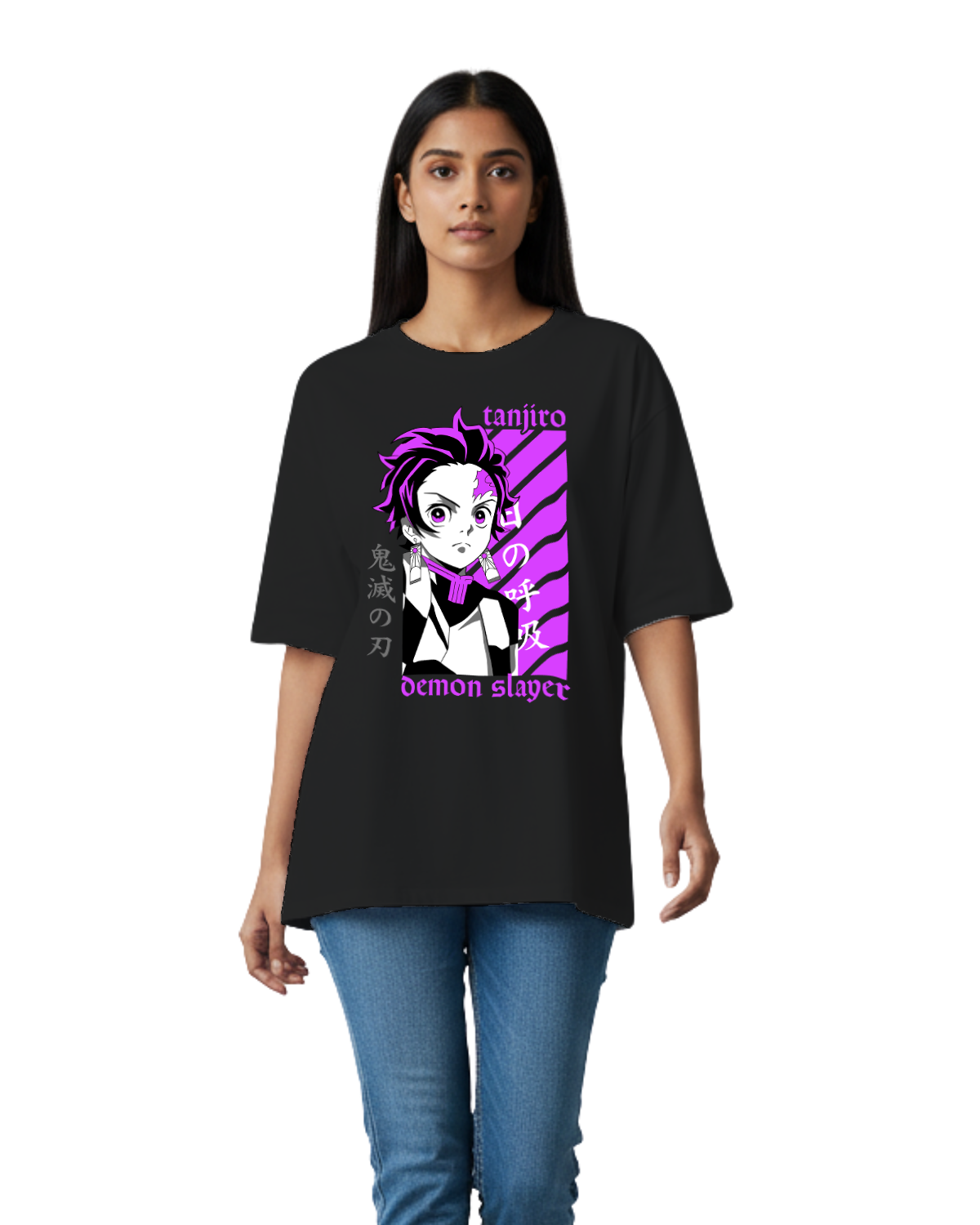 Demon Slayer Oversized T-Shirt – Tanjiro Anime Graphic Teees -Coolteees  1