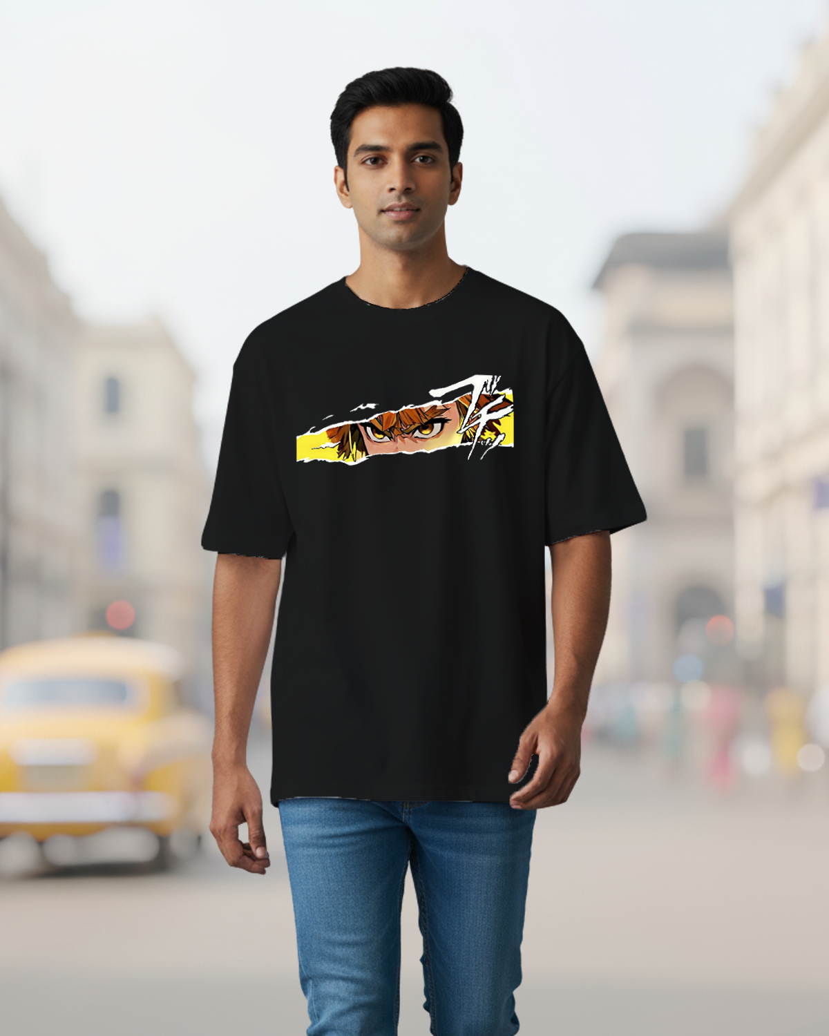 Zenitsu Oversized T-Shirt – Demon Slayer Back Graphic Anime Tee 2