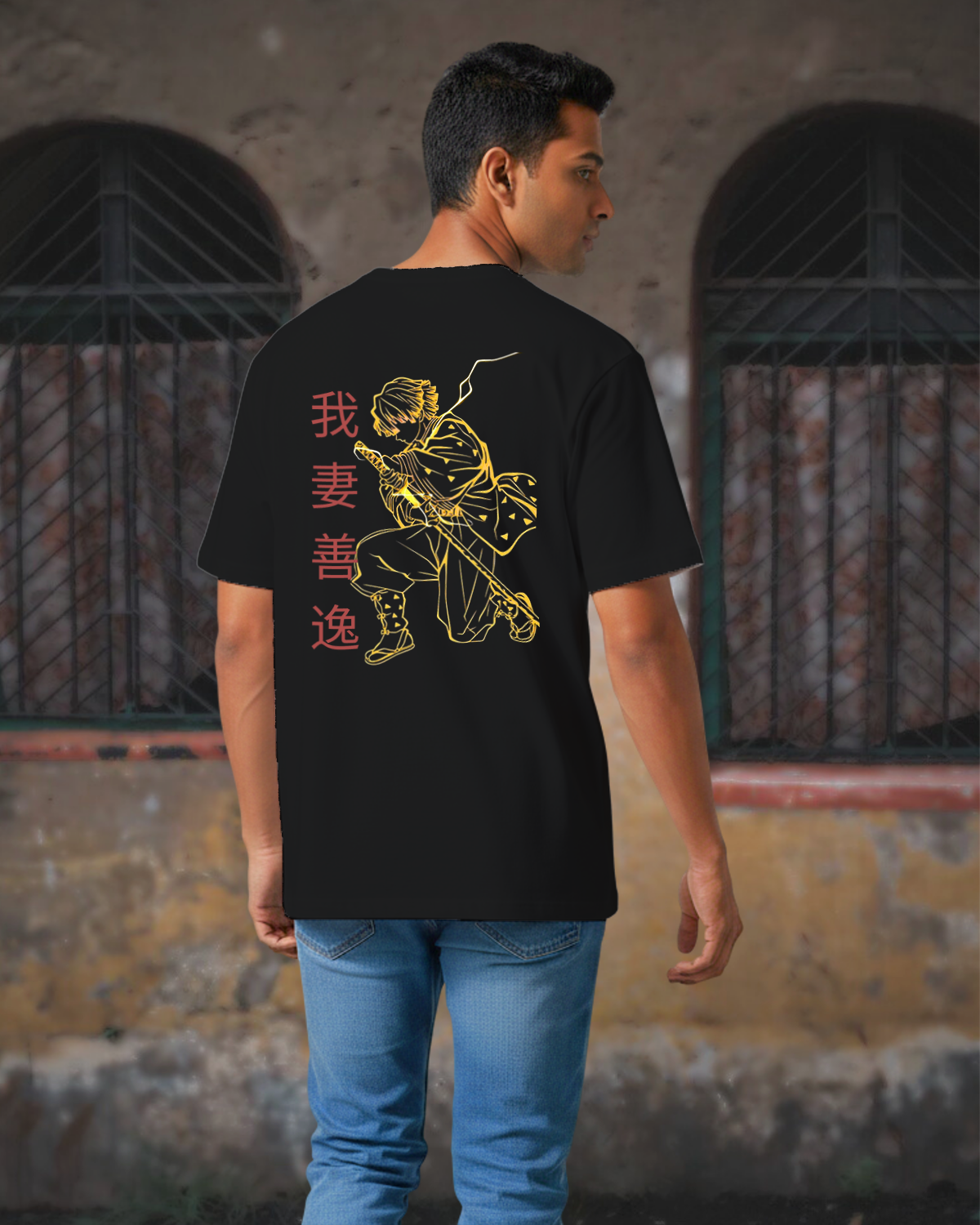 Zenitsu Oversized T-Shirt – Demon Slayer Back Graphic Anime Tee 0
