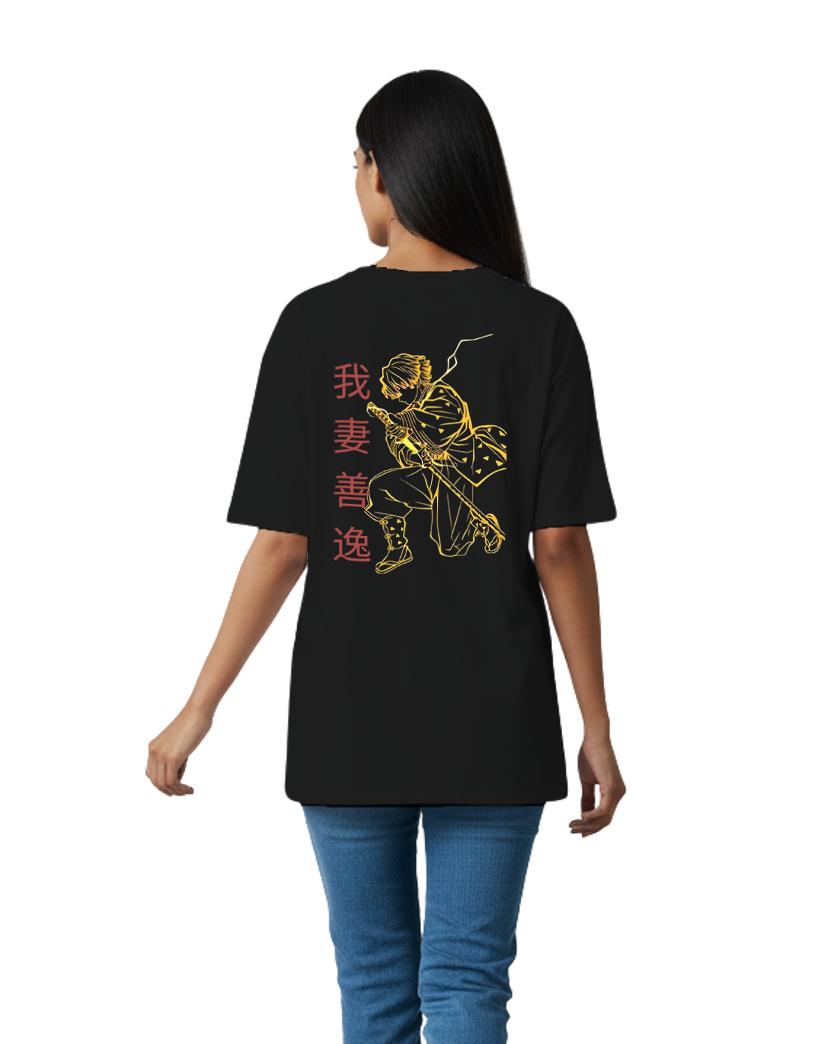 Zenitsu Oversized T-Shirt – Demon Slayer Back Graphic Anime Tee 3