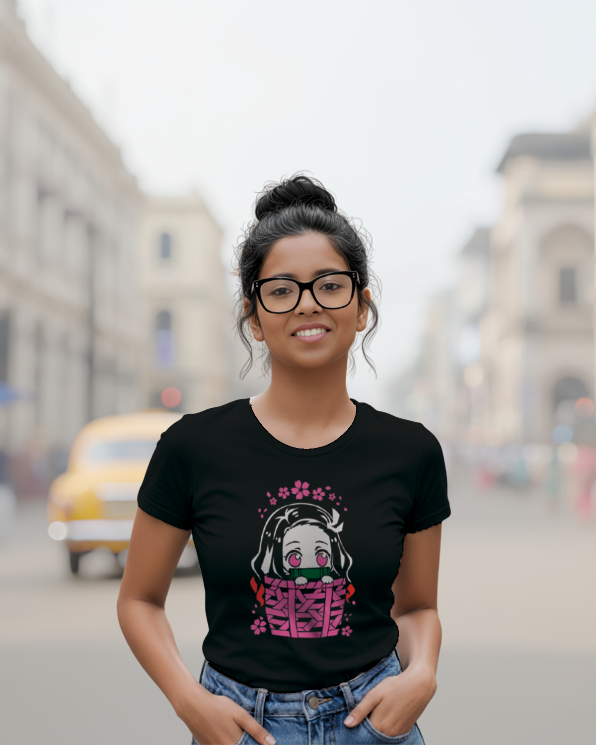 Premium “Nazuko” Black Regular-Fit Anime T-Shirt  Demon Slayer Graphic Tee | CoolTeees India 0