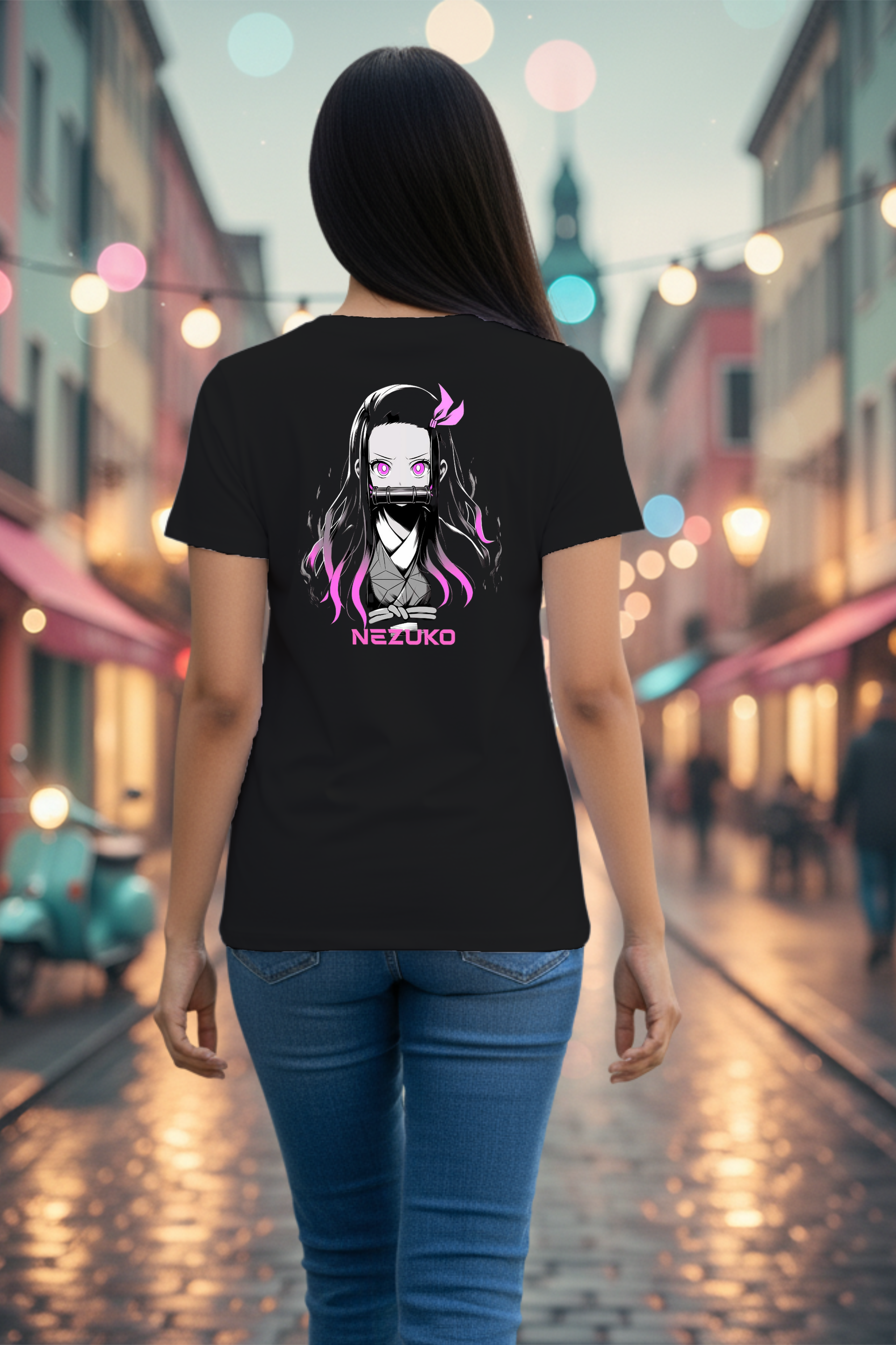 Nezuko Demon Slayer Graphic T-Shirt – Black Regular Fit Anime Tee 2