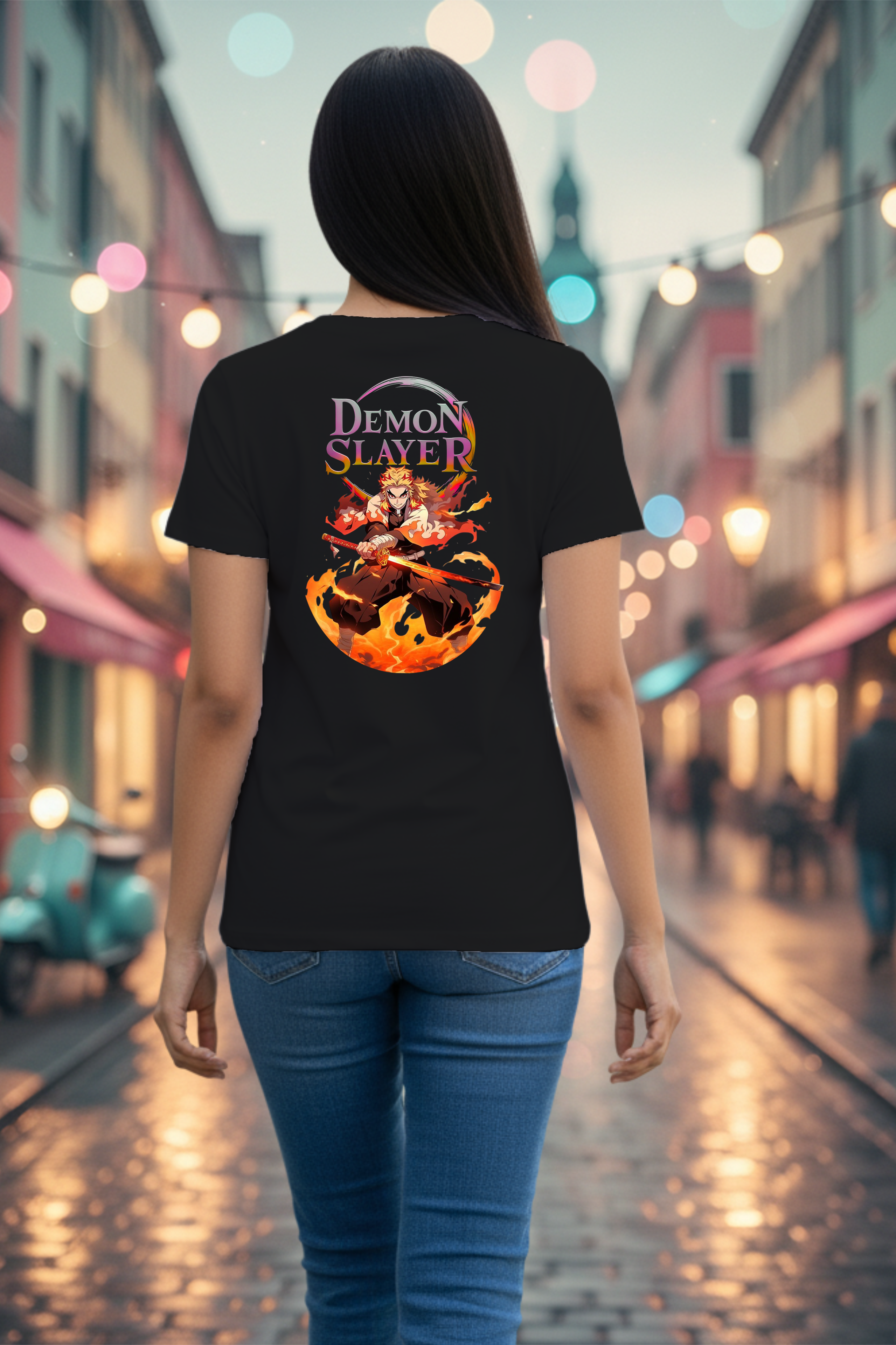 Unisex Rengoku “Flame Hashira” Back-Print T-Shirt – Premium Cotton 2