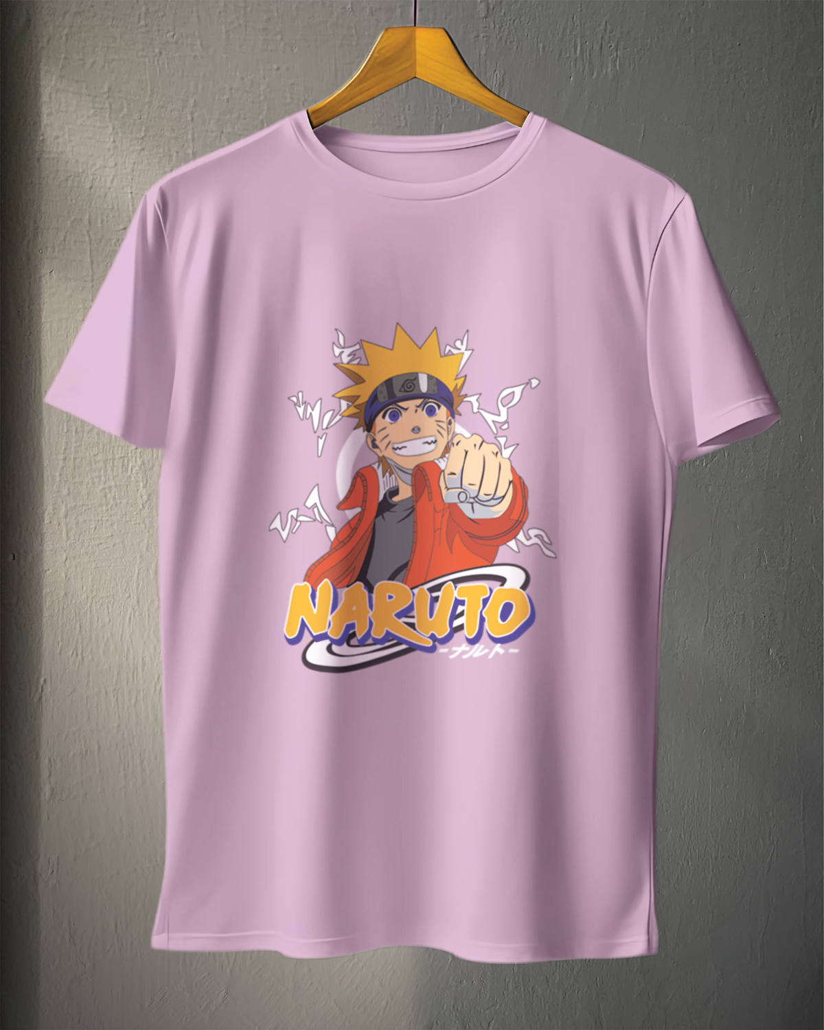 Naruto Cartoon Oversized Graphic Tee – Premium Cotton Round-Neck (Lavender) 2