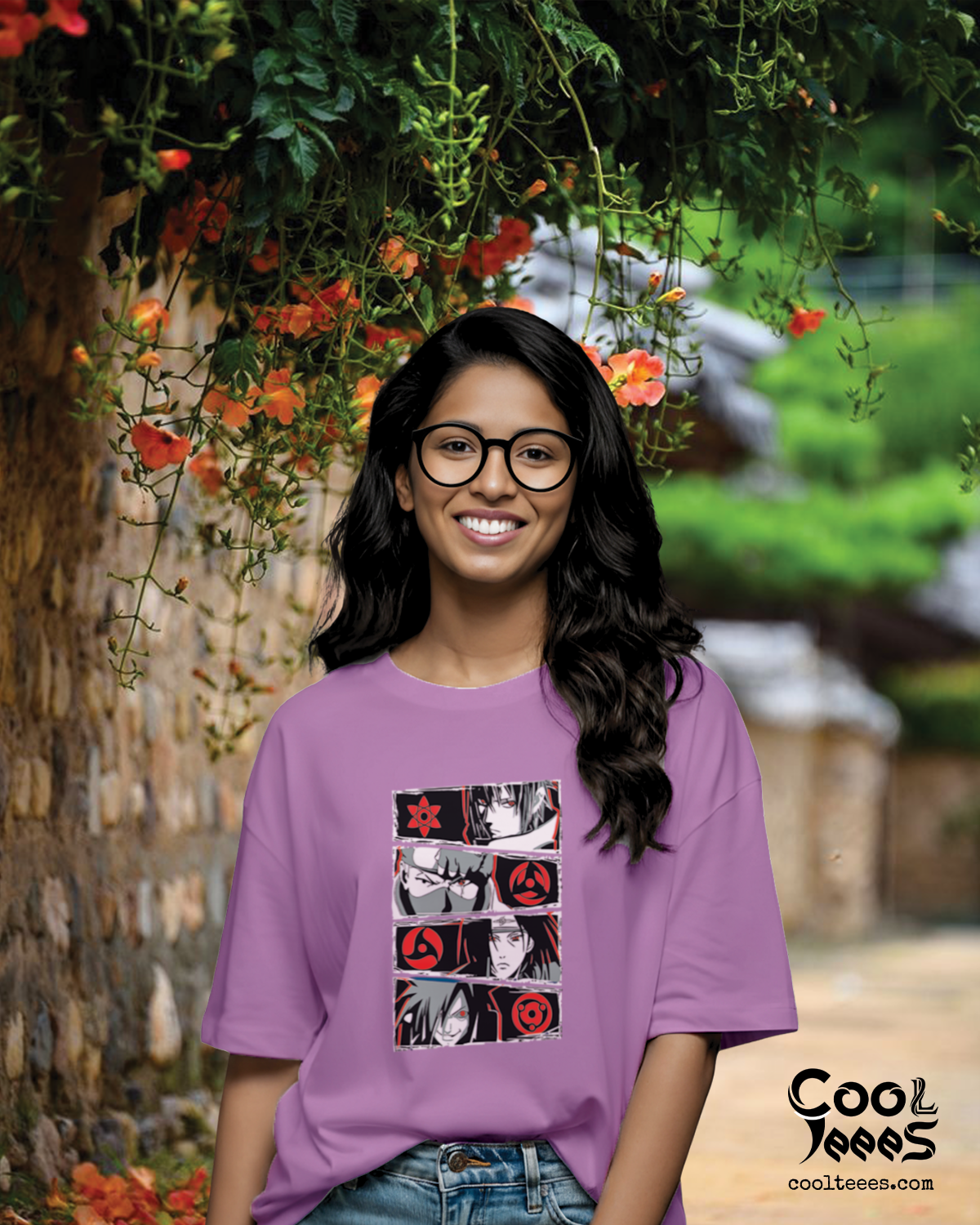 Oversized Anime Graphic Lavender Tee – Premium Cotton | CoolTeees 0