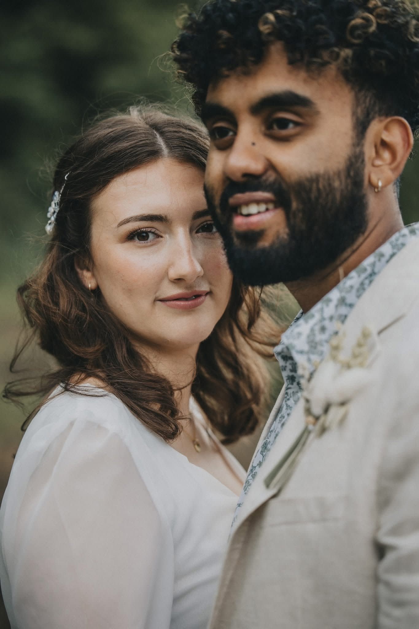 Engagement portrait of the couple at the lake