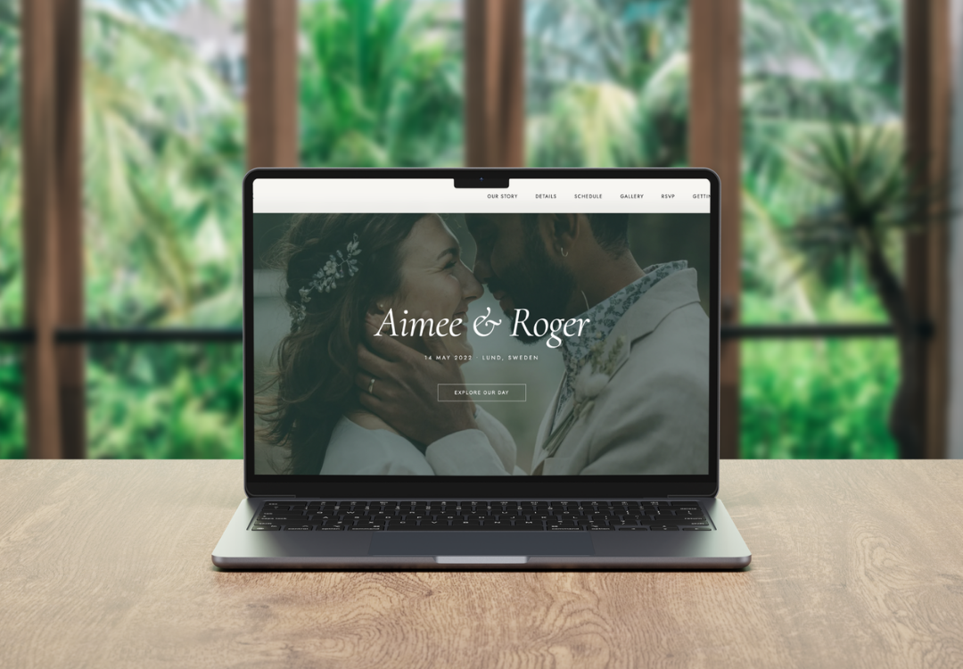 Soft romantic editorial wedding website design direction