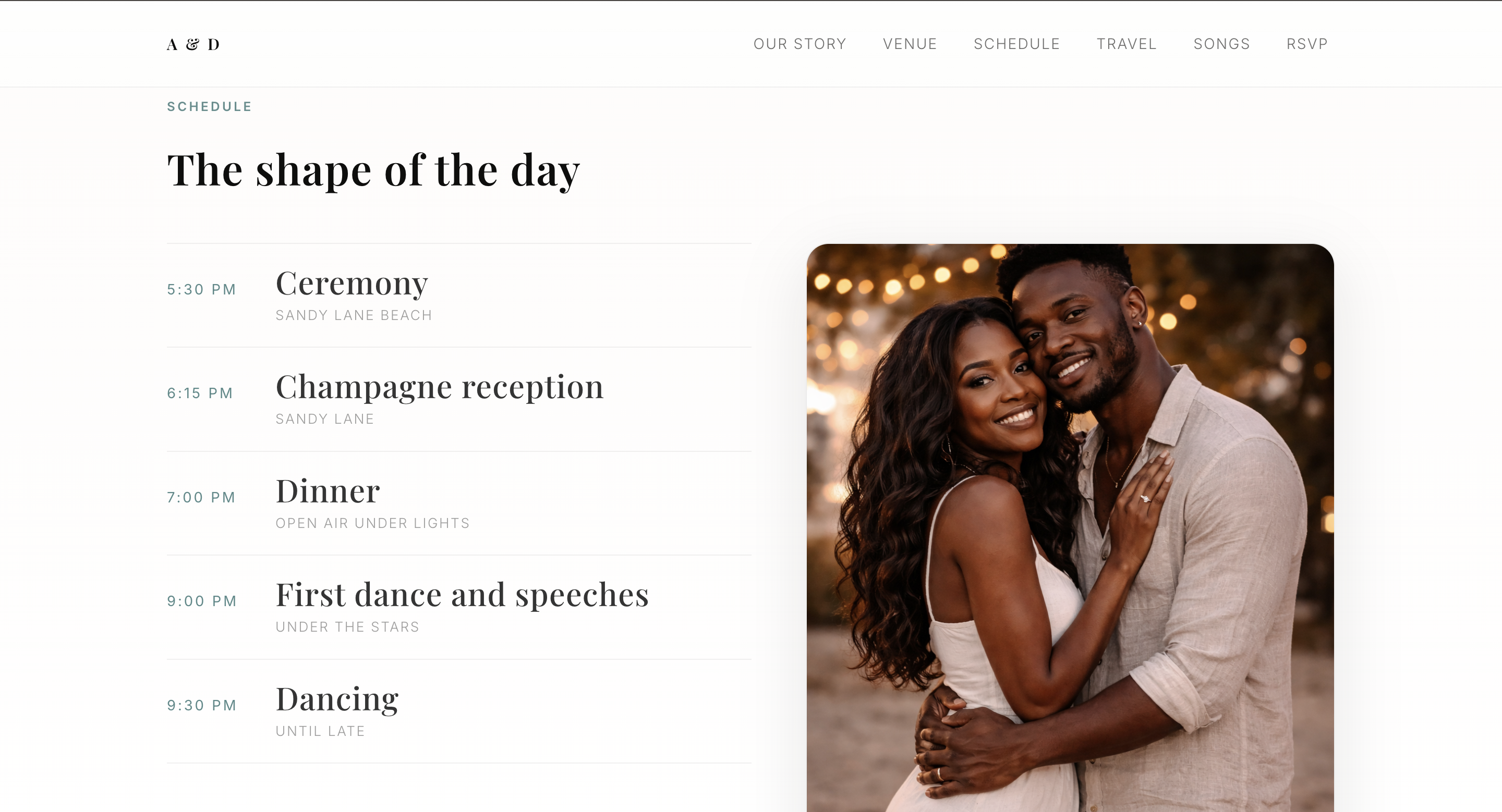 Shape of the day schedule section