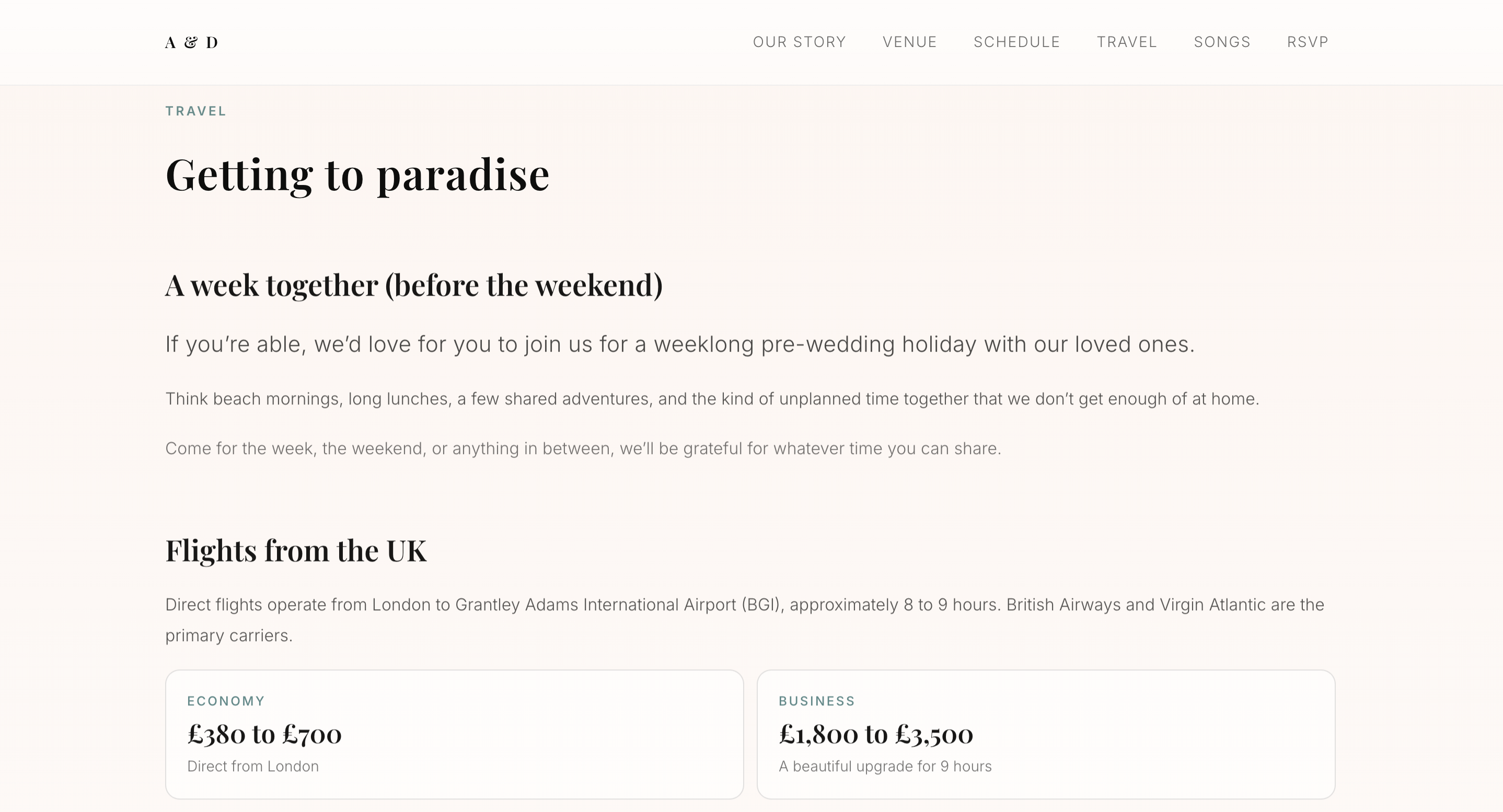 Getting to paradise travel section