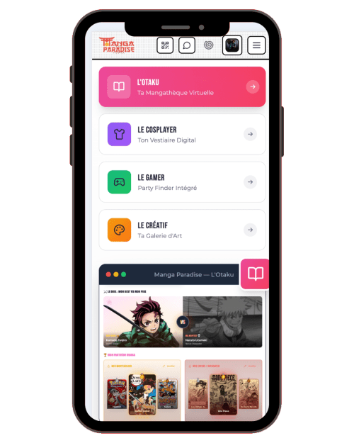 Mockup de l'application Manga Paradise