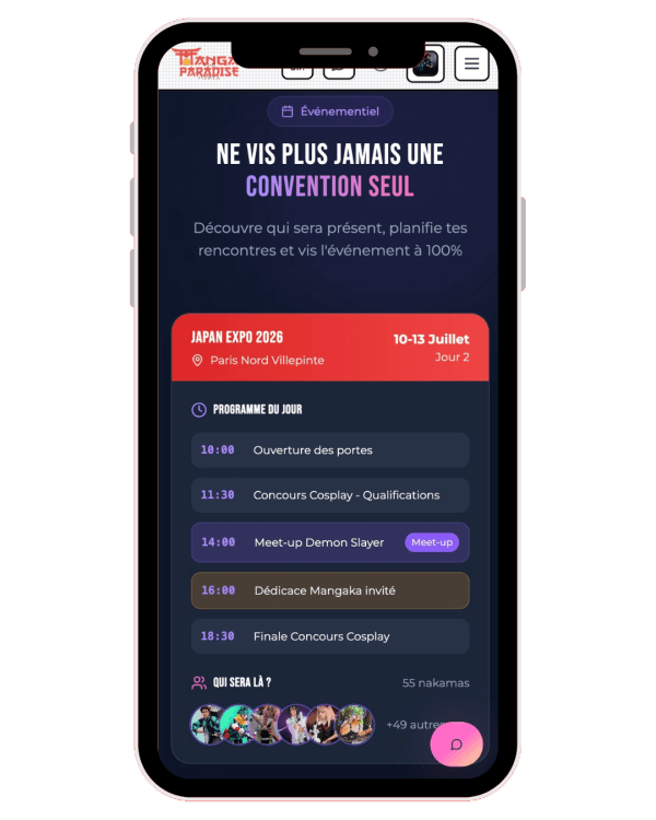 Mockup de l'application Manga Paradise