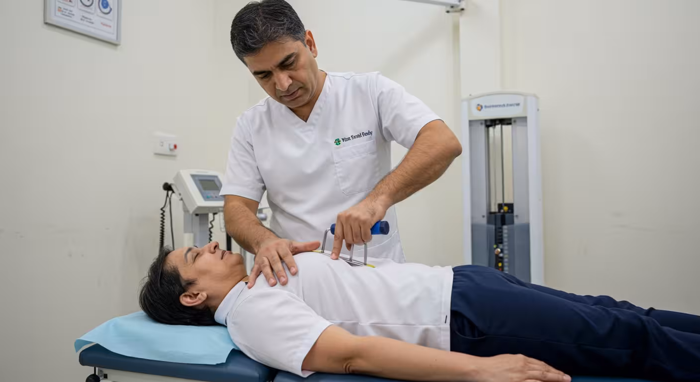 Dr. Anuraag Jaiswal performing spine treatment