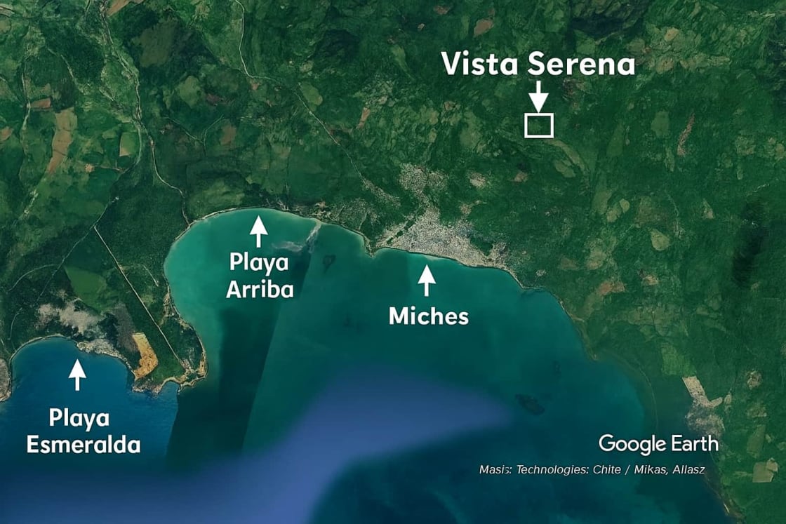 Vue aérienne Google Earth de la colline Vista Serena dans le corridor de Miches