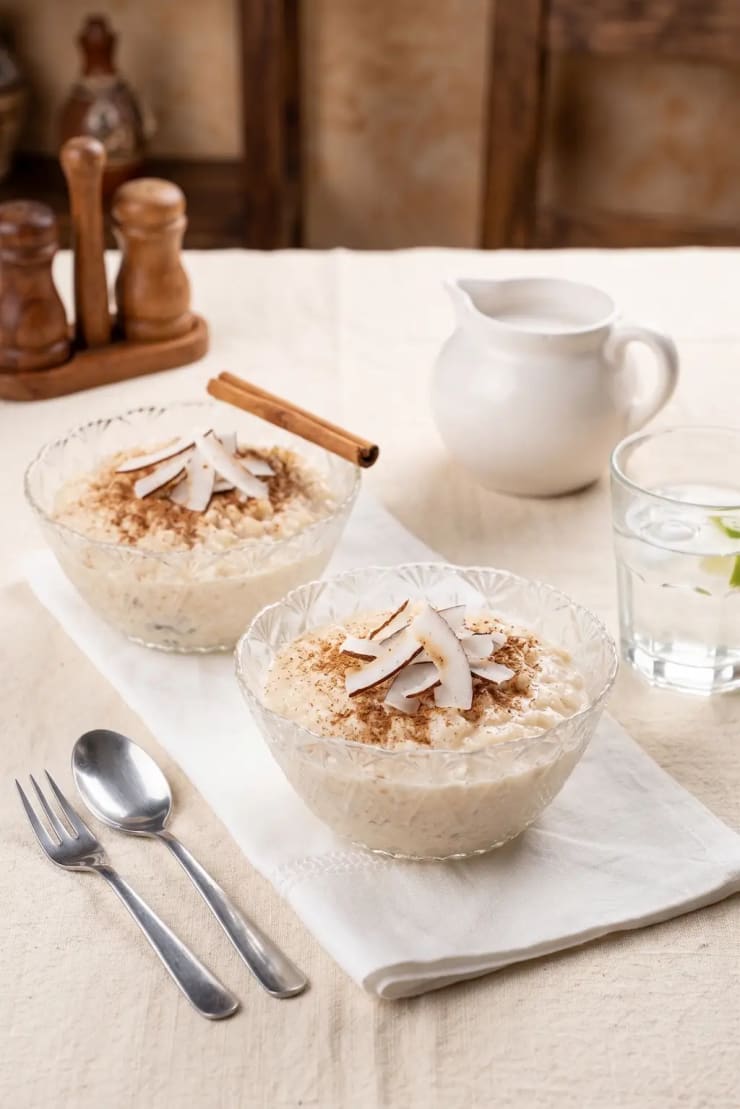 Coconut milk rice, traditional dessert from Miches
