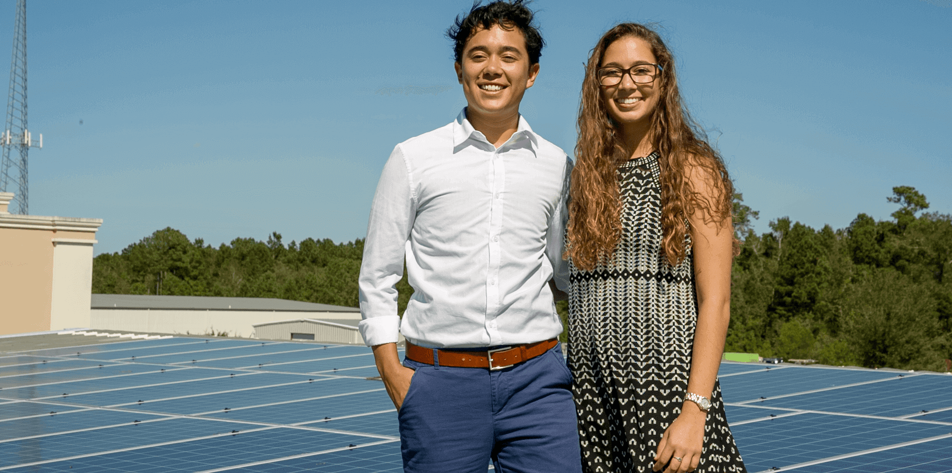 Solar ambassadors with picture of solar panels