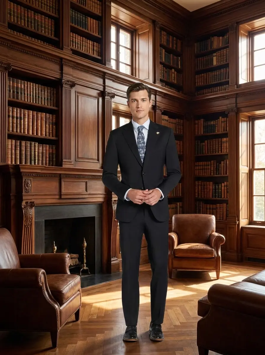 Joseph Abboud American Bespoke Big and Tall tailored fit black wool suit separates