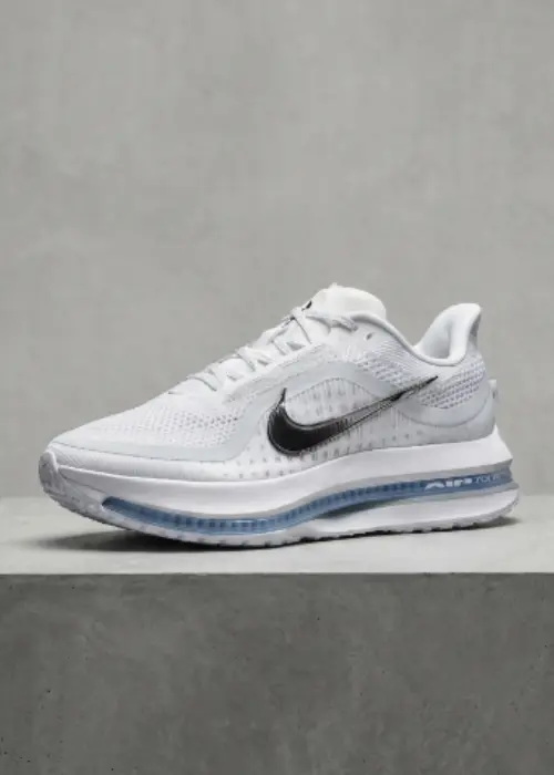 Men's Nike Pegasus Premium neutral running shoes in white and metallic silver with ZoomX foam