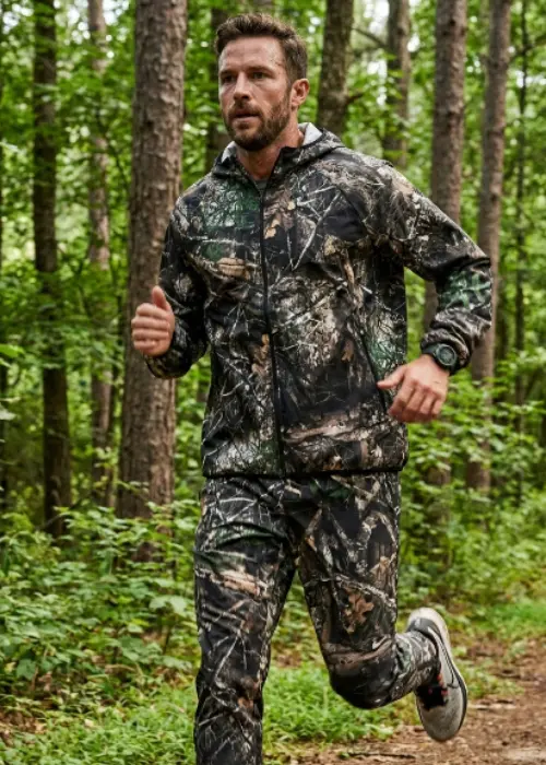 Men's Nike Stride Dri-FIT Realtree full-zip running jacket in Anthracite Black athletic fit