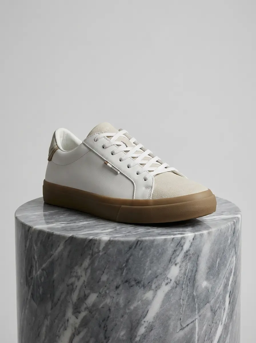 Men's Ben Sherman Pepper clean white synthetic leather casual lace-up sneakers