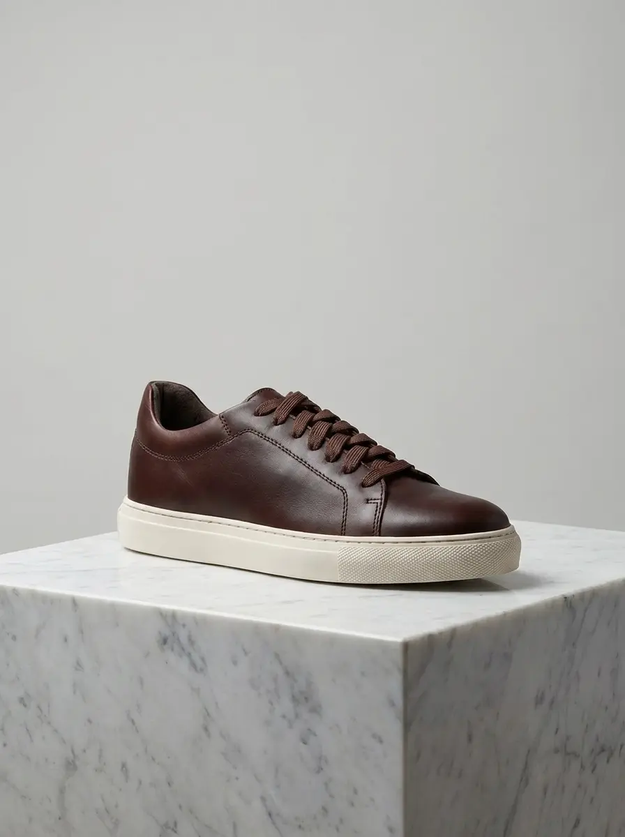 Men's Eastland Exeter smooth brown leather minimalist everyday casual sneakers