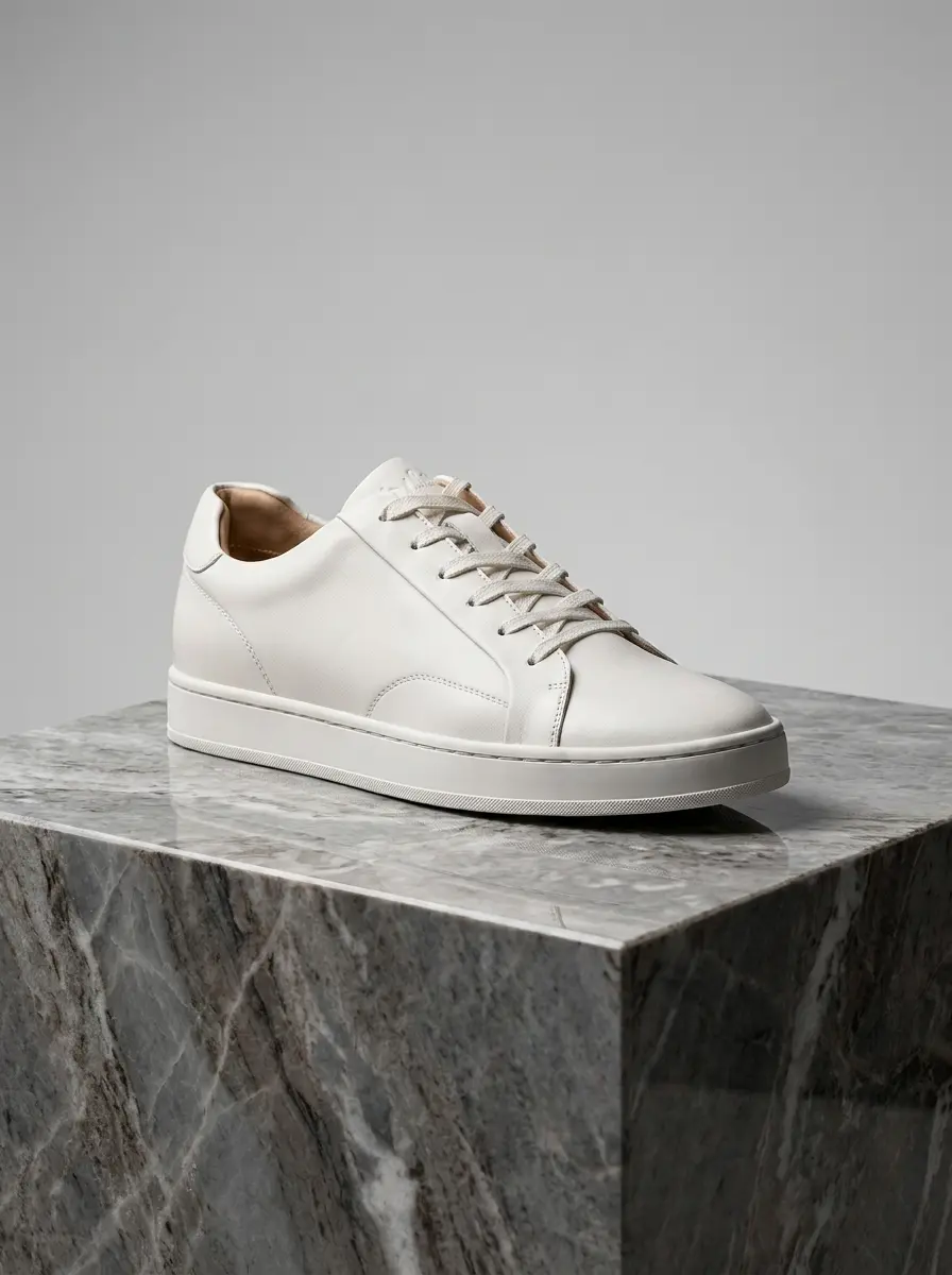Men's Florsheim Monopoli cream burnished leather lace-to-toe sneakers with Comfortech footbed