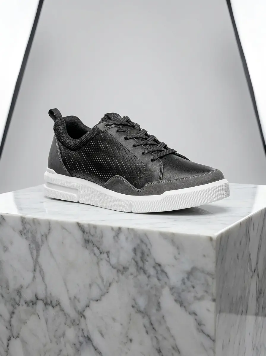 Men's Nunn Bush KORE City Rally black mesh lace-to-toe sneakers with slip resistant traction