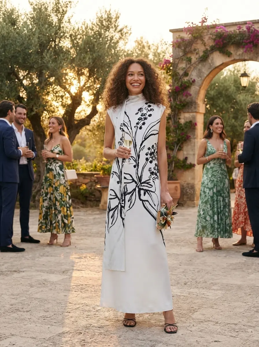 DVF x Henry Zankov Saskia Dress in Mimosa White silk satin featuring a floor-length column silhouette and scarf tie