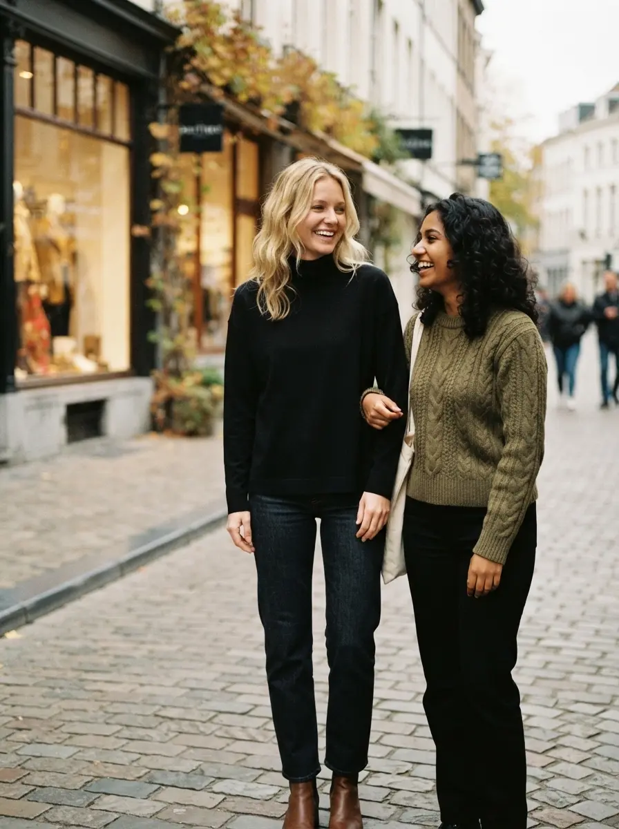 Splendid x Cellajaneblog Mock Neck sweater in Black featuring drop shoulders and relaxed fit