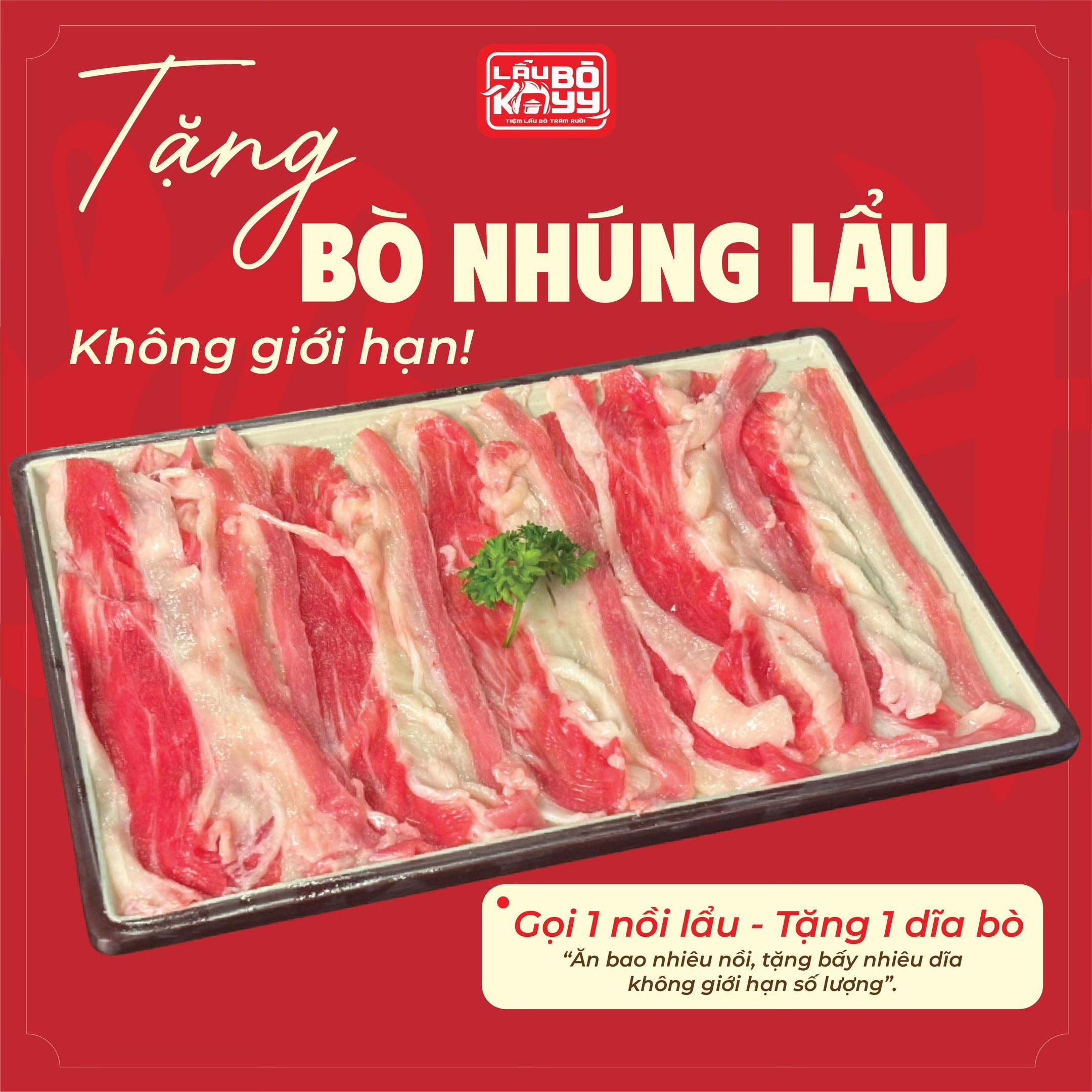 Ưu đãi khai trương Tiệm Lẩu Bò Trăm Rưỡi