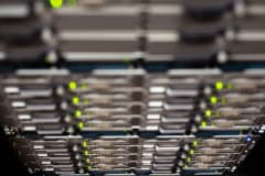 From above contemporary server cable trays without wires located in modern data center