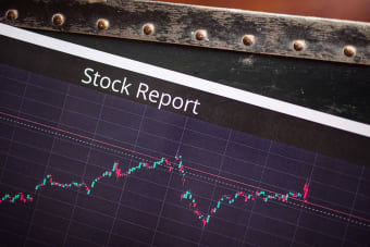 Detailed view of a stock report displaying a market performance graph with data trends.