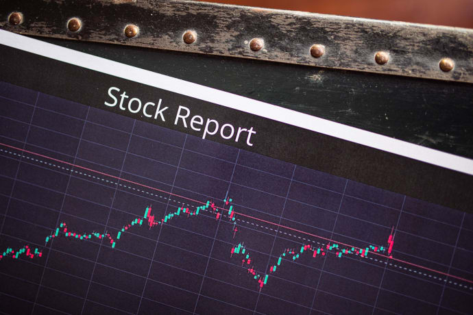 Detailed view of a stock report displaying a market performance graph with data trends.