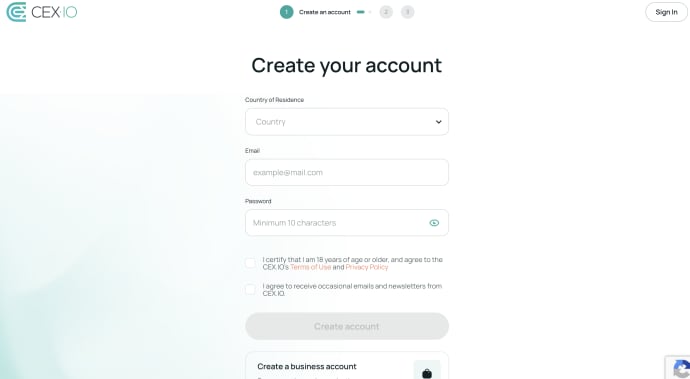 CEX.IO Create Account