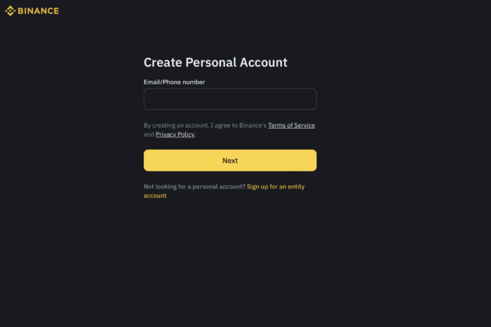 Binance Create Account