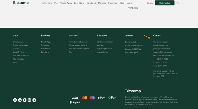 Bitstamp Contact