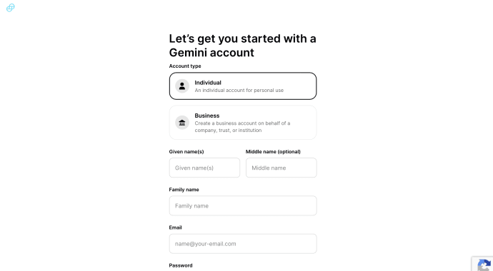 Gemini Open Account