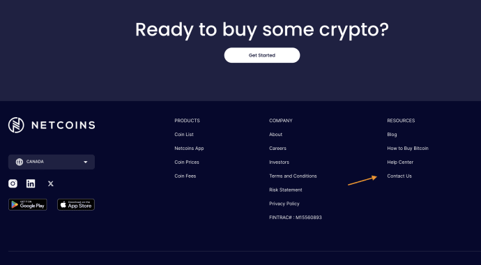 Netcoins Support Menu