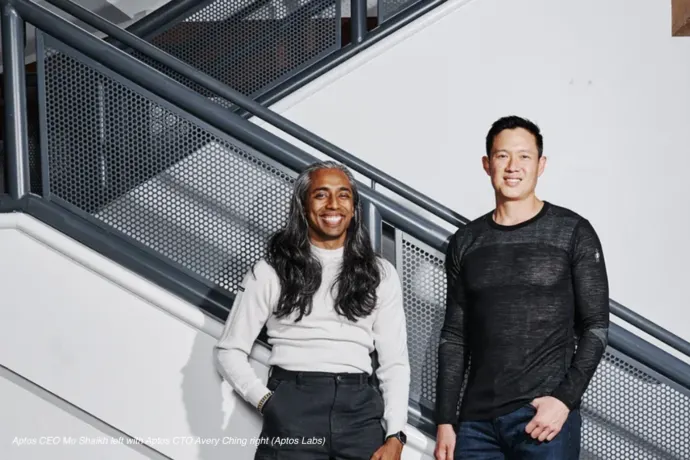 Aptos CEO Mo Shaikh left with Aptos CTO Avery Ching right (Aptos Labs)