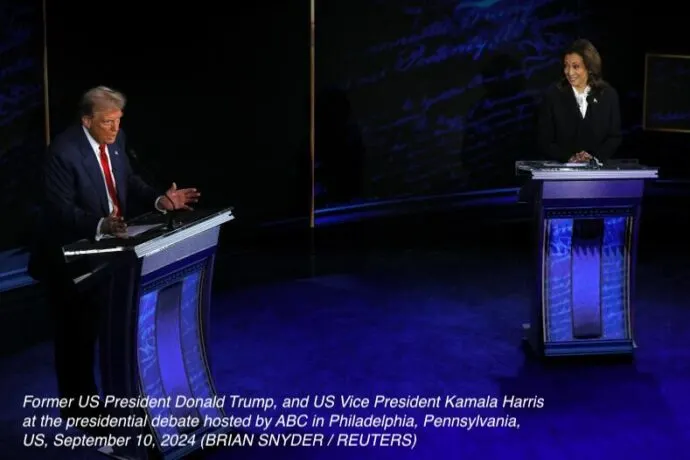 Donald Trump and Kamala Harris at the presidential debate