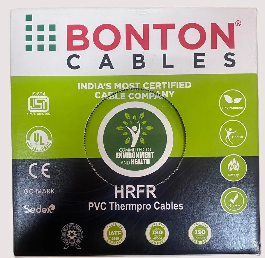 Bonton 1.0 sq. mm HRFR PVC House Wire 90m – IS 694, ISO & IATF Certified