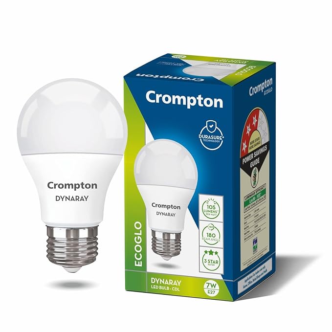 Crompton Dynaray 7W E27 LED Bulb – Round, Cool Day Light, Energy‑Efficient (Pack of 1)