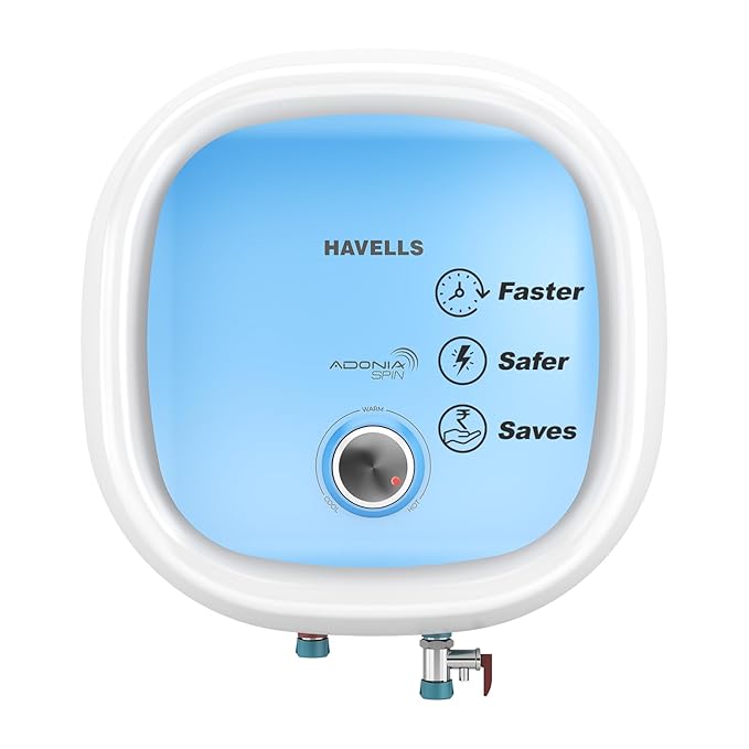 Havells Adonia Spin 25L 5‑Star Geyser – Feroglas Anti‑Rust Tank, Incoloy Glass‑Coated Element, Temp‑Setting Knob, 8‑Bar, 7‑Year Tank Warranty