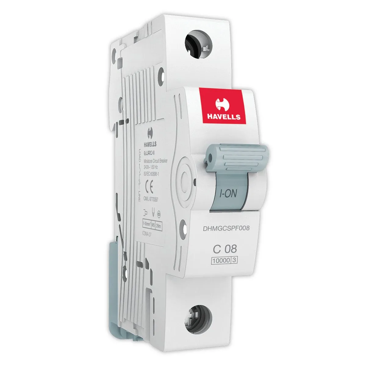 Havells Euro‑II 10A SP C‑Curve MCB – 10kA, IS/IEC 60898‑1, DHMGCSPF010