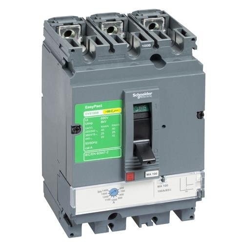 Schneider EasyPact CVS100B LV510317 100A 4P 3D MCCB – 25kA at 415V, TM‑D Trip Unit, 440V AC, IEC 60947‑2