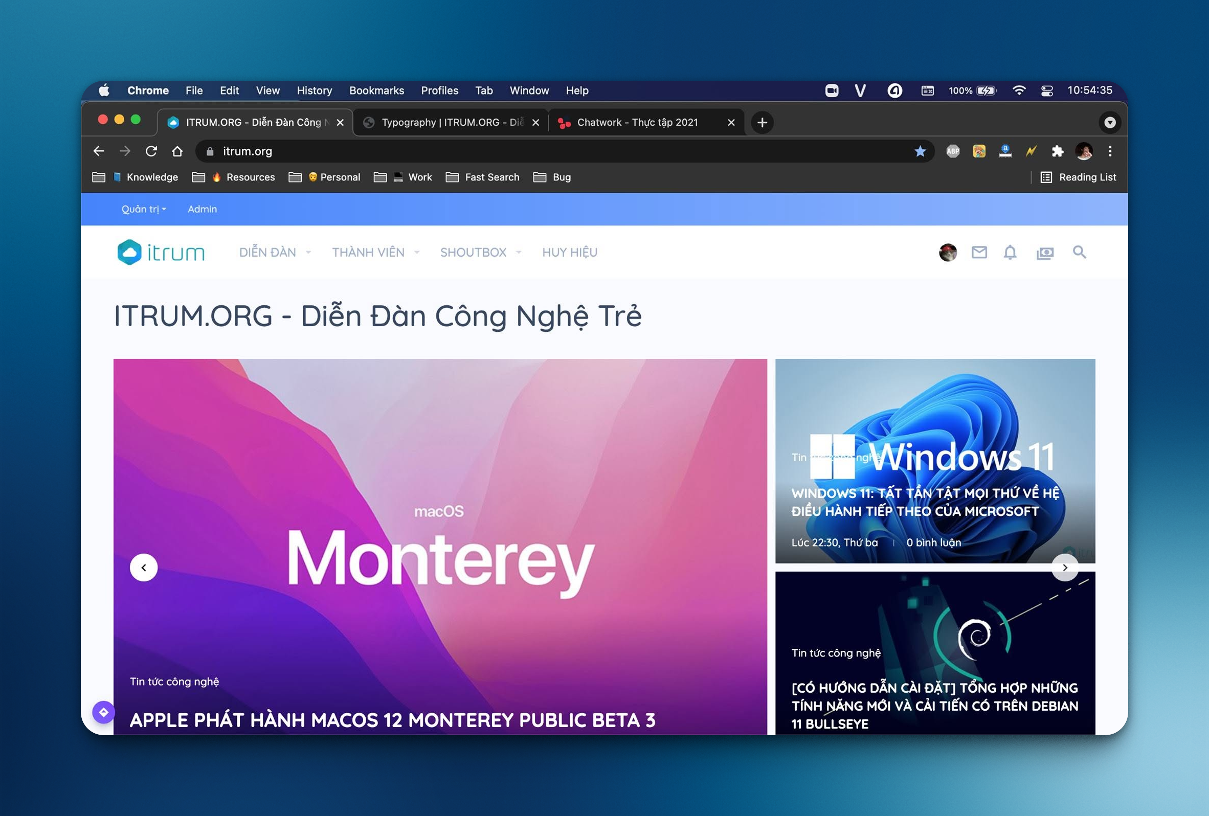 Giao diện iTrum do Howz Nguyễn tự redesign trên nền XenForo