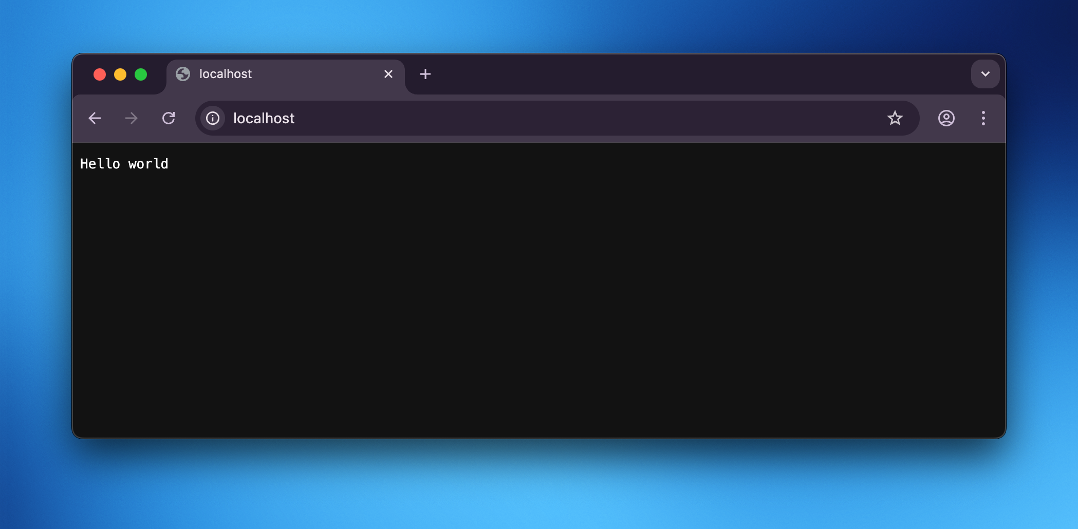 Truy cập localhost hiển thị Hello world từ Caddy