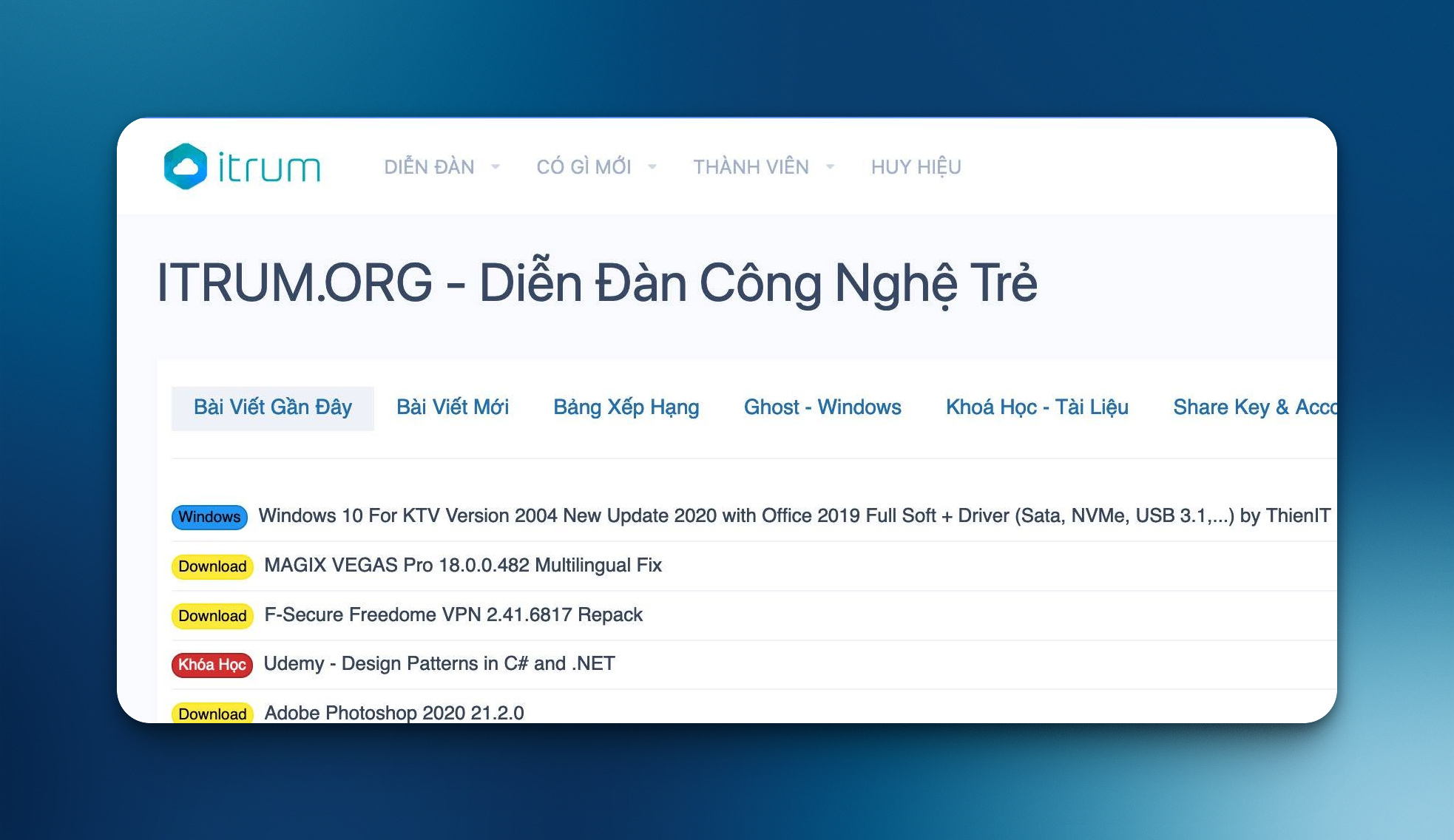 Giao diện iTrum trong giai đoạn sử dụng domain itrum.org